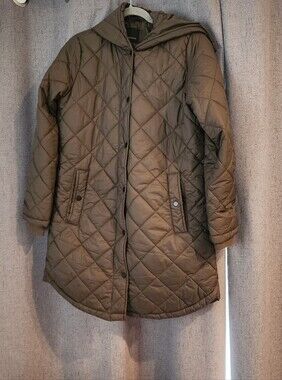 Weatherproof Quilted Polyester Coat Brown – Women’s Size S – Warm Diamond Stitch
